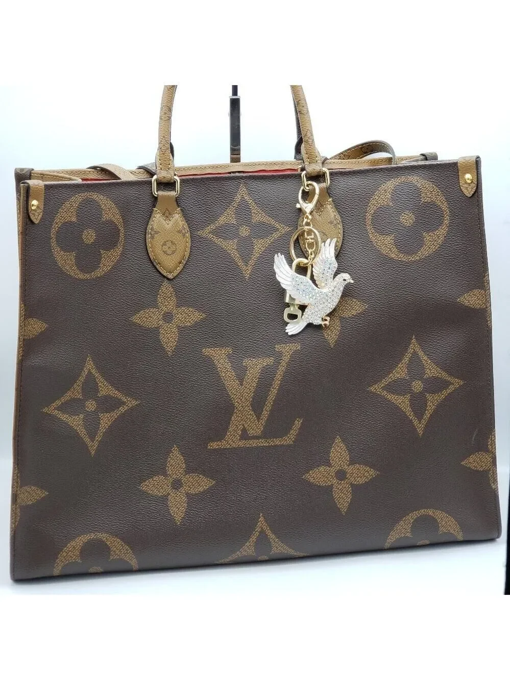 Authentic Louis Vuitton Lock & Key with Unbranded Dove Charm, Keychain